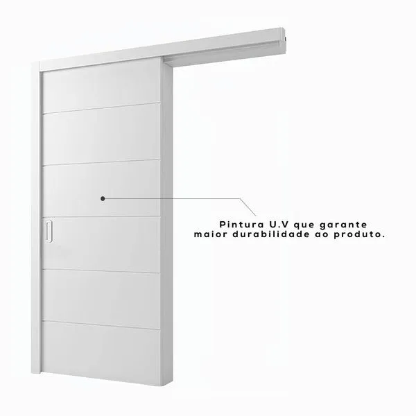 Kit Porta Bella Correr Mdp Branco Acabado Batente 14cm Com Ferragens210x82 Direita Vert