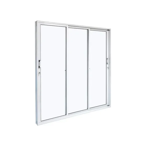 Porta Alumínio Correr 3 Folhas Vidro Liso 200X210X12,2 Branco Cristal Ramassol