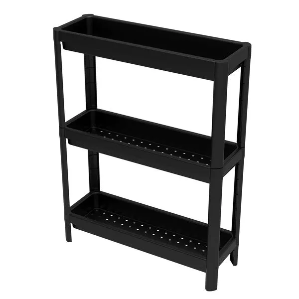 Estante Plástica 18X54 Linear Com 3 Prateleiras Preta Geo Grifit
