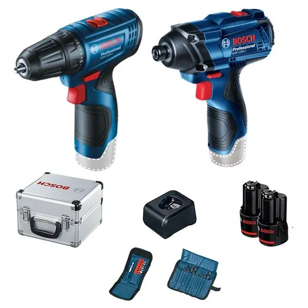 Kit Parafusadeira GSR 120-LI e Chave de Impacto GDR 120-LI c/ 2 Baterias 12V e Maleta Bosch