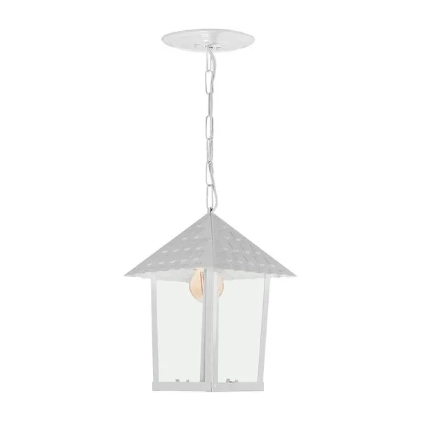 Pendente Colonial Quadrado Vidro Liso 1XE27 Branco Blumenau Iluminação