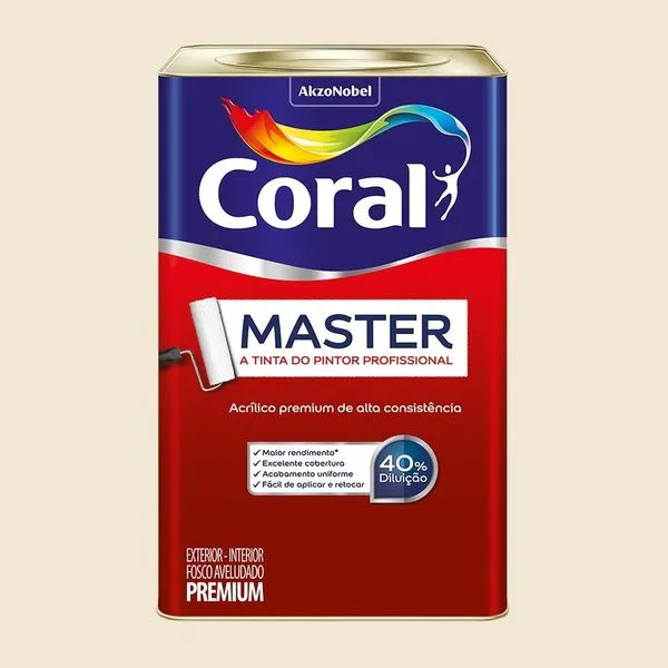 Tinta Premium Acrílica Fosco Master 18L Coral Tinta Premium Acrílica Fosco Master Palha 18L Coral