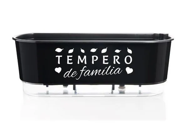 Jardineira Autoirrigável Tempero de Família Alt: 14cm X Larg: 40cm Preto.