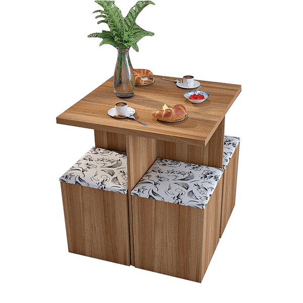 Mesa de Jantar em MDP, Com 4 Banquetas - CON1201 Castanho / Damasco