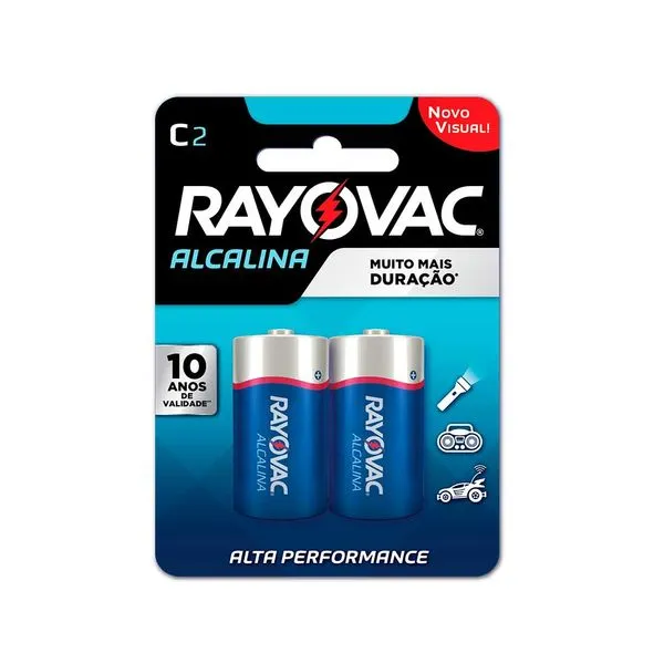 Pilha Alcalina C Média Com 2 Unidades Rayovac