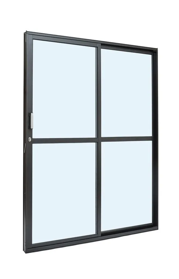 Porta Alumínio Correr 2 Folhas Vidro Liso Esquerda 160X210X7,9 Preto Cristal Ultra Ramassol