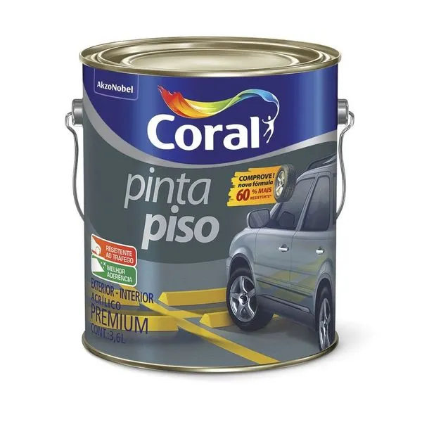 Tinta para Piso Premium Preto Fosco 3,6l Coral