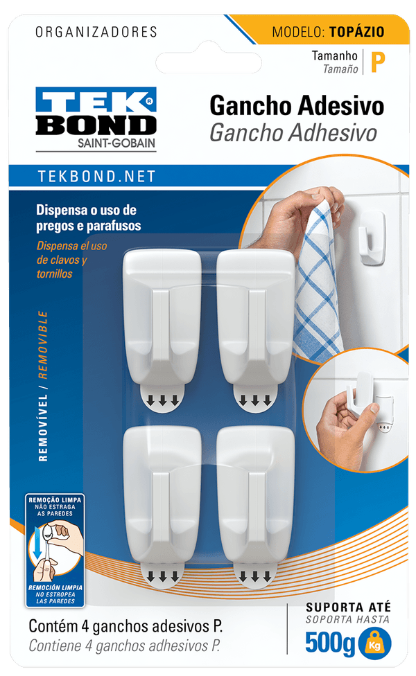 Gancho Topazio De Plastico Branco P Tekbond