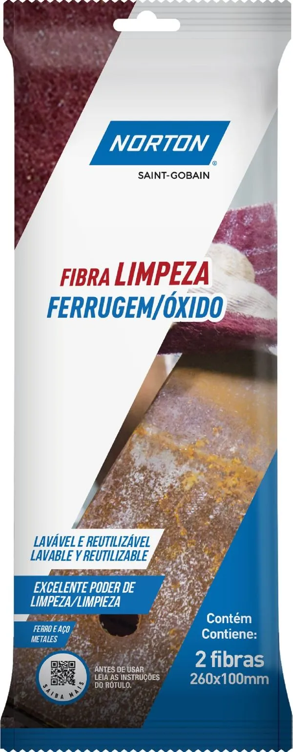 Fibra Abrasiva Para Limpeza De Ferrugem E Oxid 26X10Cm Verm 2Un Norton