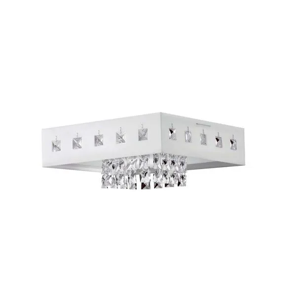 Plafon Vienna LED quadrado 40x40cm 4x10W 6400K 220V com cristais Bronzearte
