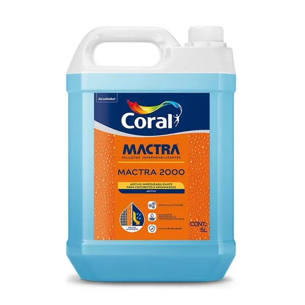Aditivo Impermeabilizante Concreto e Argamassa Mactra 2000 5L Coral Mactra