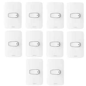 Kit com 10 Conjuntos 1 Pulsador Campainha 10A 250V Gracia Branco Alumbra