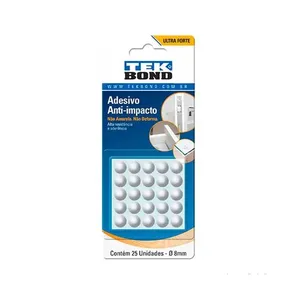 Adesivo anti-impacto 08mm cartela com 25 unidades incolor Tekbond
