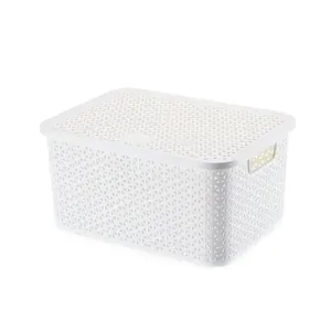 Caixa Organizadora com Tampa Mosaico Arthi Branca 16 L