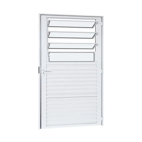 Porta Alumínio Mista Bascular Palheta Boreal Esquerda 80X210X4 Branco Cristal Ramassol