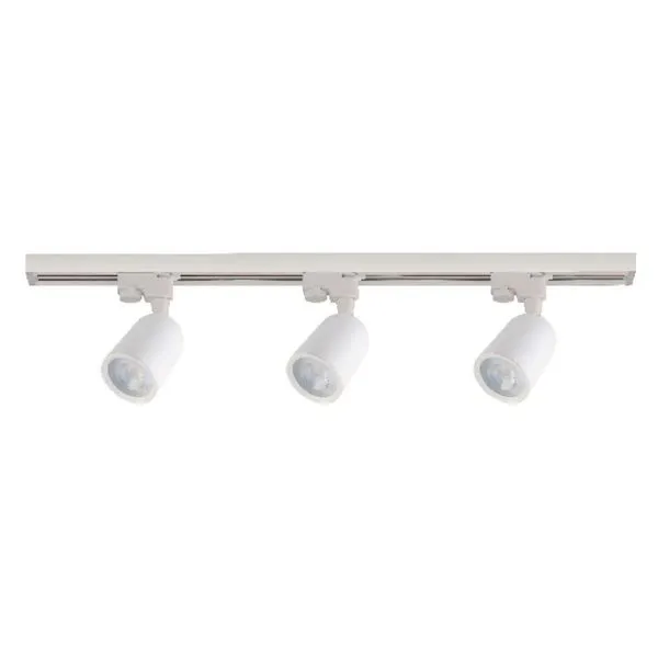 Kit 3 Spots com Trilho Eletrificado de Sobrepor LED 1m 5W 3000K Branco Luminatti Kit 3 Spots Trilho Eletrificado De Sobrepor Alumínio Led 1M Branco 5W 3000K Luminatti