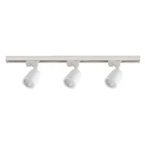 Kit 3 Spots com Trilho Eletrificado de Sobrepor LED 1m 5W 3000K Branco Luminatti Kit 3 Spots Trilho Eletrificado De Sobrepor Alumínio Led 1M Branco 5W 3000K Luminatti