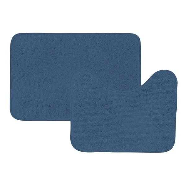 Conjunto Tapete Microfibra Banheiro Azul Marinho Coisas E Coisinhas