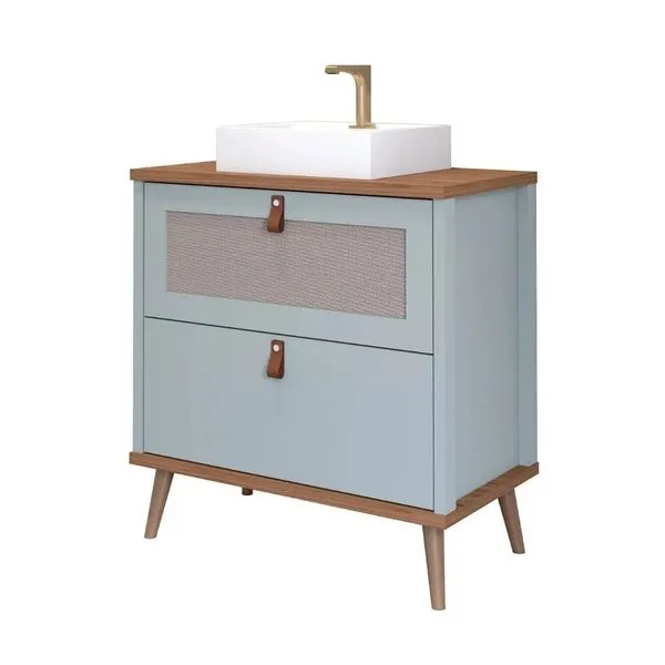Armário de Banheiro Veneto 80,3x45,1x94cm MDF Pistache/Freijó Mgm Móveis