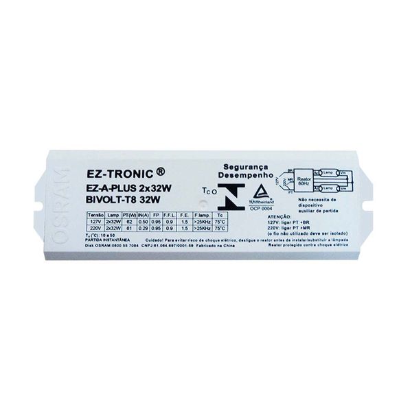 Reator eletrônico bivolt para 2 lâmpadas 32W Eza 8293 Osram