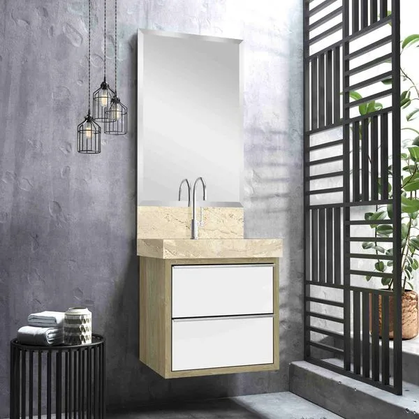 Gabinete para Banheiro Suspenso Top 50Cm Wood Bumi