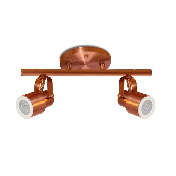 Spot de sobrepor Atena para 2 lâmpadas trilho redondo cobre Spot Line