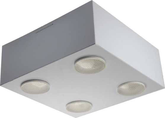 Plafon Granada 04 Quadrado Branco 26X26 Para 04 Lampadas E27 Tualux