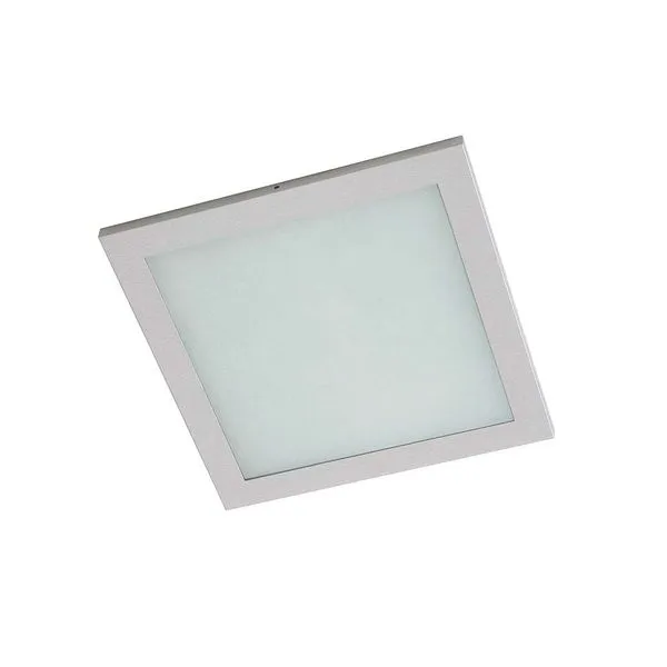 Plafon de embutir 49x49cm para 4 lâmpadas E27 100W escovado prata Pantoja
