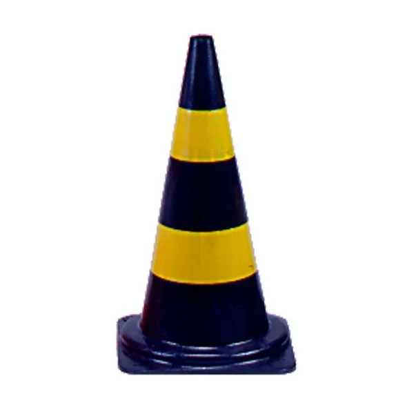 Cone de PVC para sinalização preto e amarelo 50 cm Balaska
