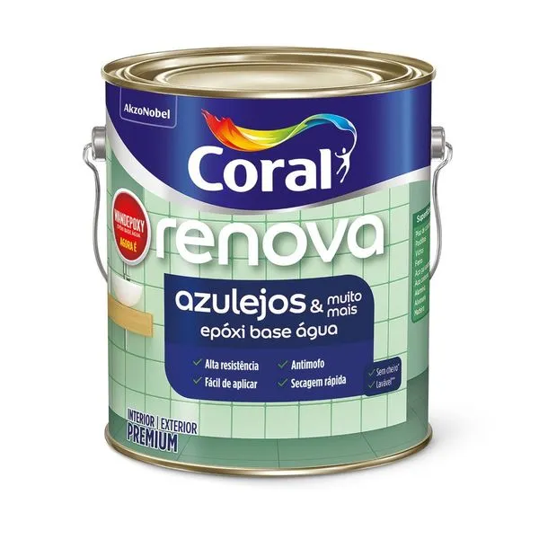 Tinta Epóxi Renova Azulejos & Muito Mais Interior e Exterior Branco Acetinado 900ml Coral