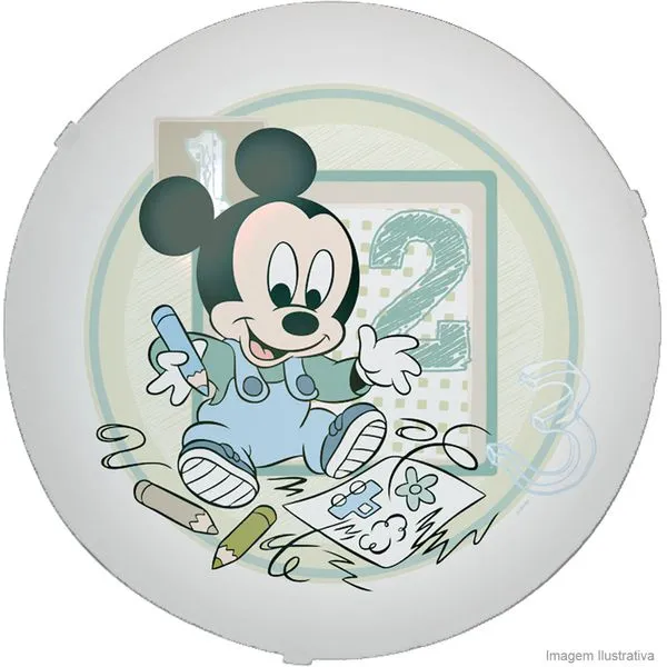 Plafon para lâmpada E27 Mickey 30cm colorido Startec