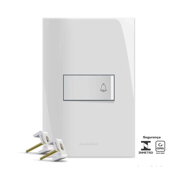 Pulsador para campainha com placa 4x2 Inova branco Alumbra