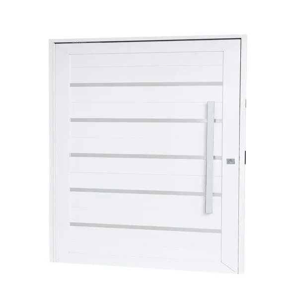 Porta Alumino Pivotante Com Puxador Inox Direita 115X215X4,2 Branco Ramassol