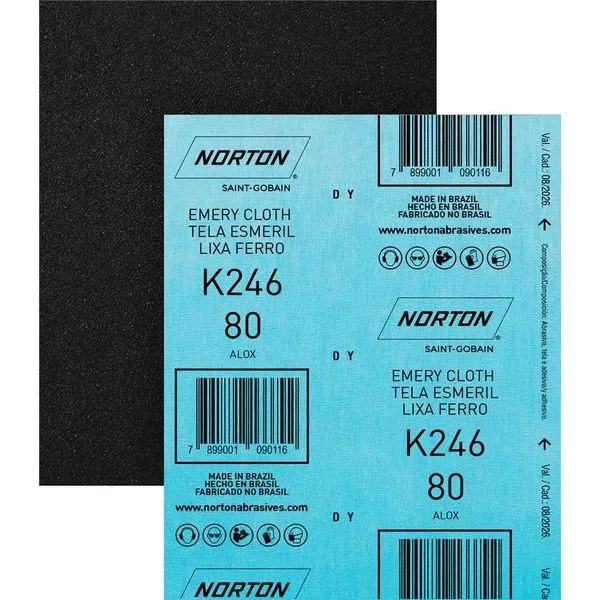 Folha de Lixa Ferro p/ Metais G 80 Costado Pano com 25 folhas K246 NORTON