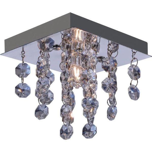 Plafon Italia Com Cristais 1 Luz G9 Branco LLumm Bronzearte