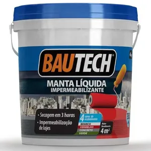 Manta Líquida Acrílica Impermeabilizante Branca Bautech MANTA LIQ ACRILICA IMPER BR 4KG LAJES E TELHADOS
