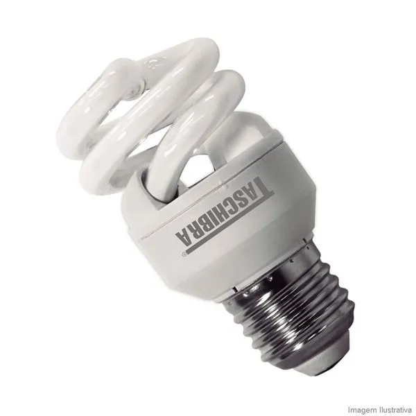 Lâmpada eletrônica fluorescente compacta espiral 7W 220V 6400K T2 Full Taschibra