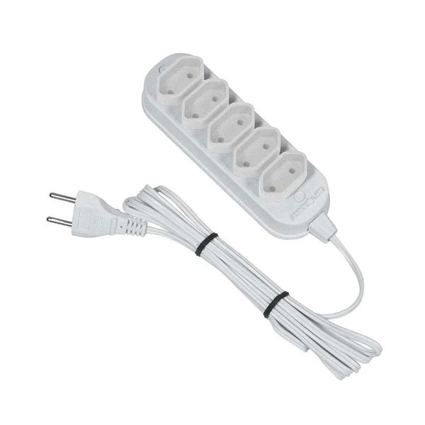 Extensão Elétrica Paralela 3 Metros 5 Tomadas 3 Branco Force Line