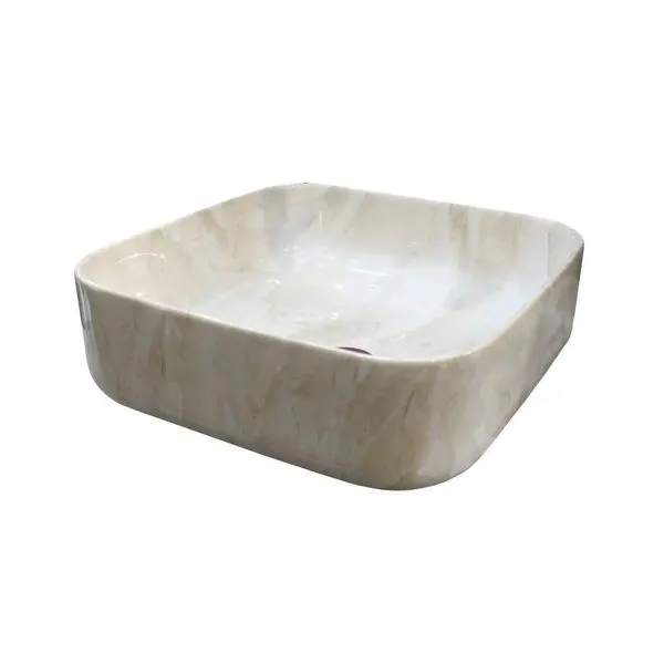 Cuba De Apoio 39X13X39Cm Bege Quadrada Sottile Travertino Japi