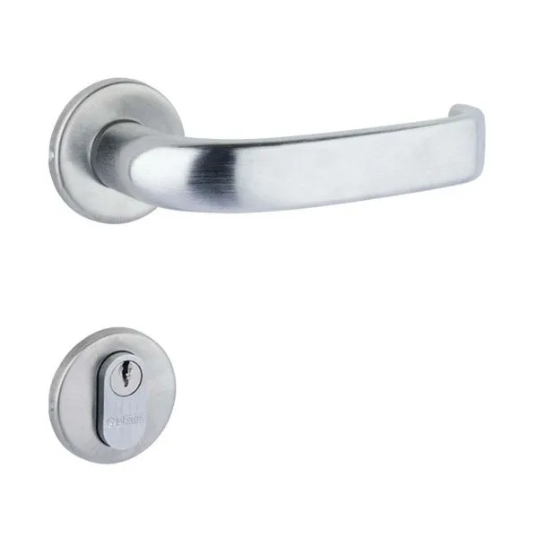 Fechadura externa de aço zamac 236 ST1 40 com roseta 303 cromo acetinada La fonte