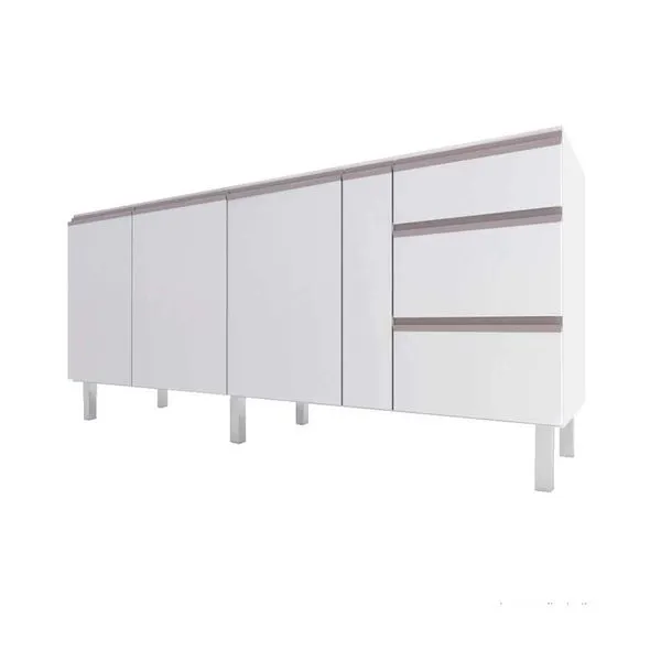 Gabinete Gaia Flat para pia 180cm 3 gavetas branco Cozimax