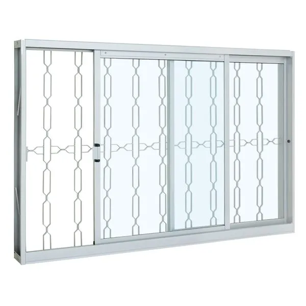 Janela de correr de aço 2 folhas com grade Elo Pratika 100x120cm branco Sasazaki