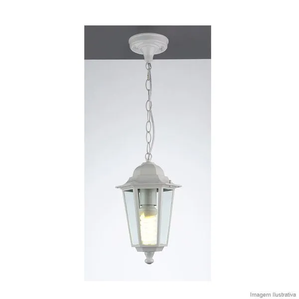 Pendente de plástico Colonial grande 60W branco 8309 Bronzearte
