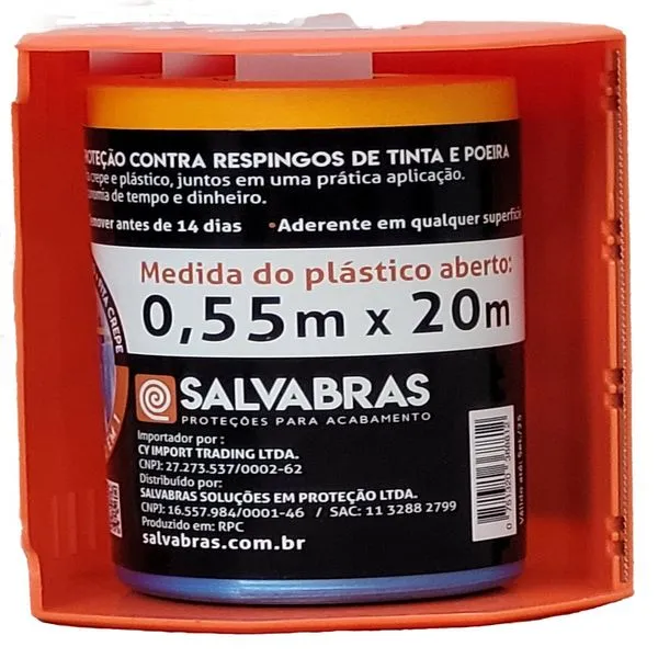 Lona Salva Pintura Com Fita E Dispenser 0,5X20M Salvabras Lona Salva Pintura Com Fita E Dispenser 0,5X20M Salvarás