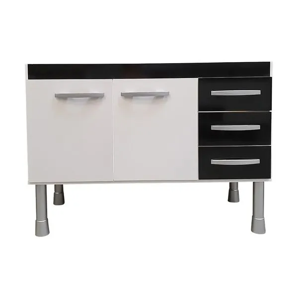 Gabinete De Cozinha Nevada 114Cm Preto Corso
