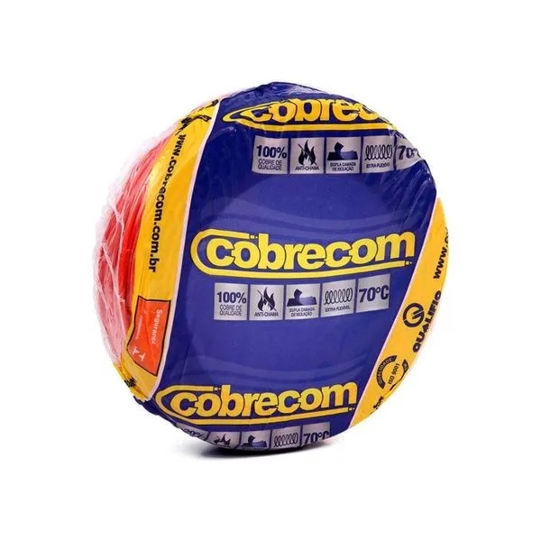 Cabo Flexível 4,0mm² 750V Vermelho 100m | Cobrecom Antichamas