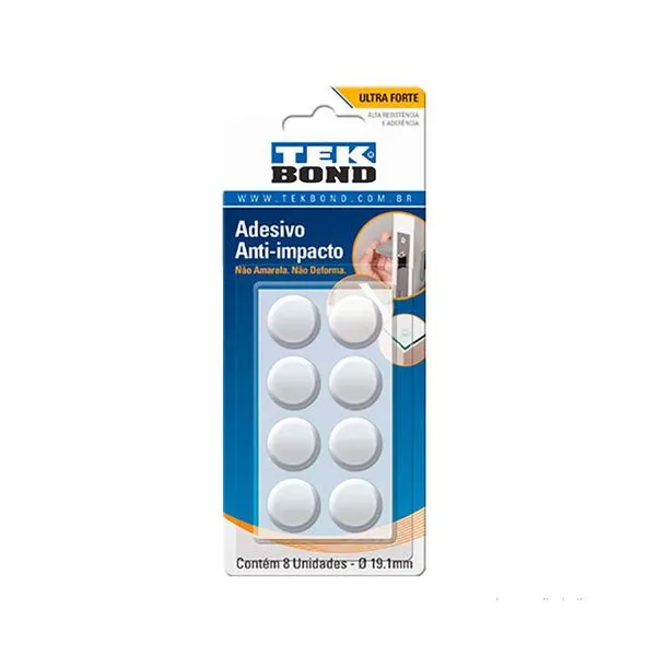 Adesivo anti-impacto 19,1mm cartela com 8 unidades incolor Tekbond