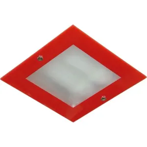 Luminária de embutir para 2 lâmpadas fluorescentes compactas E27 25W vermelha Bonin