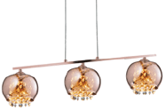 Pendente em Vidro/Metal/Cristais 3xG9 Cobre Quality