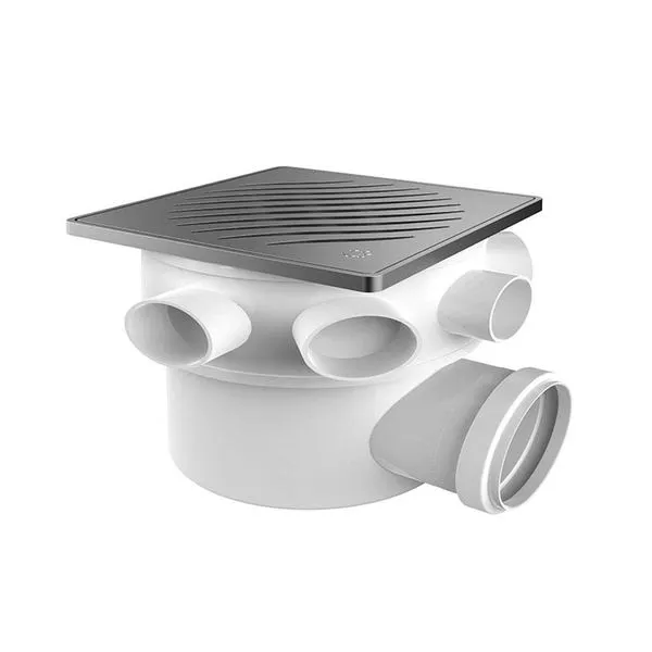 Caixa Sifonada Para Grelha Prata Quadrada Inox 150x150x50 Tigre
